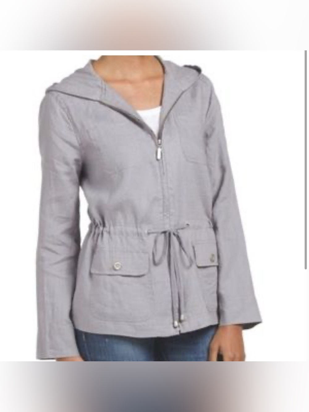 St.‎ Tropez West 100% Gray Linen Summer Jacket, Size XL